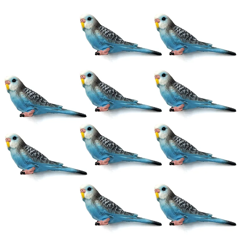 10 шт./лот имитация мини милая фигурка попугая птицы модель животного домашний декор миниатюрное украшение для сада в виде Феи аксессуары фигурка - Цвет: 10Pcs Blue Parrot