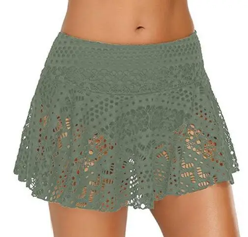 

Summer Women's White Lace Crochet Skirted Bikini Bottom Swimsuit Short With Panty Skort Swim Skirt Swimdress Trunks Swimsuit 1#