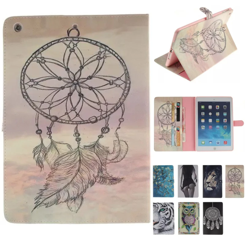 

Fashion Painted Tiger Owl Girls Flip Silicone Leather sFor iPad Air Case For Apple iPad Air iPad 5 Smart Case Cover Shell Funda