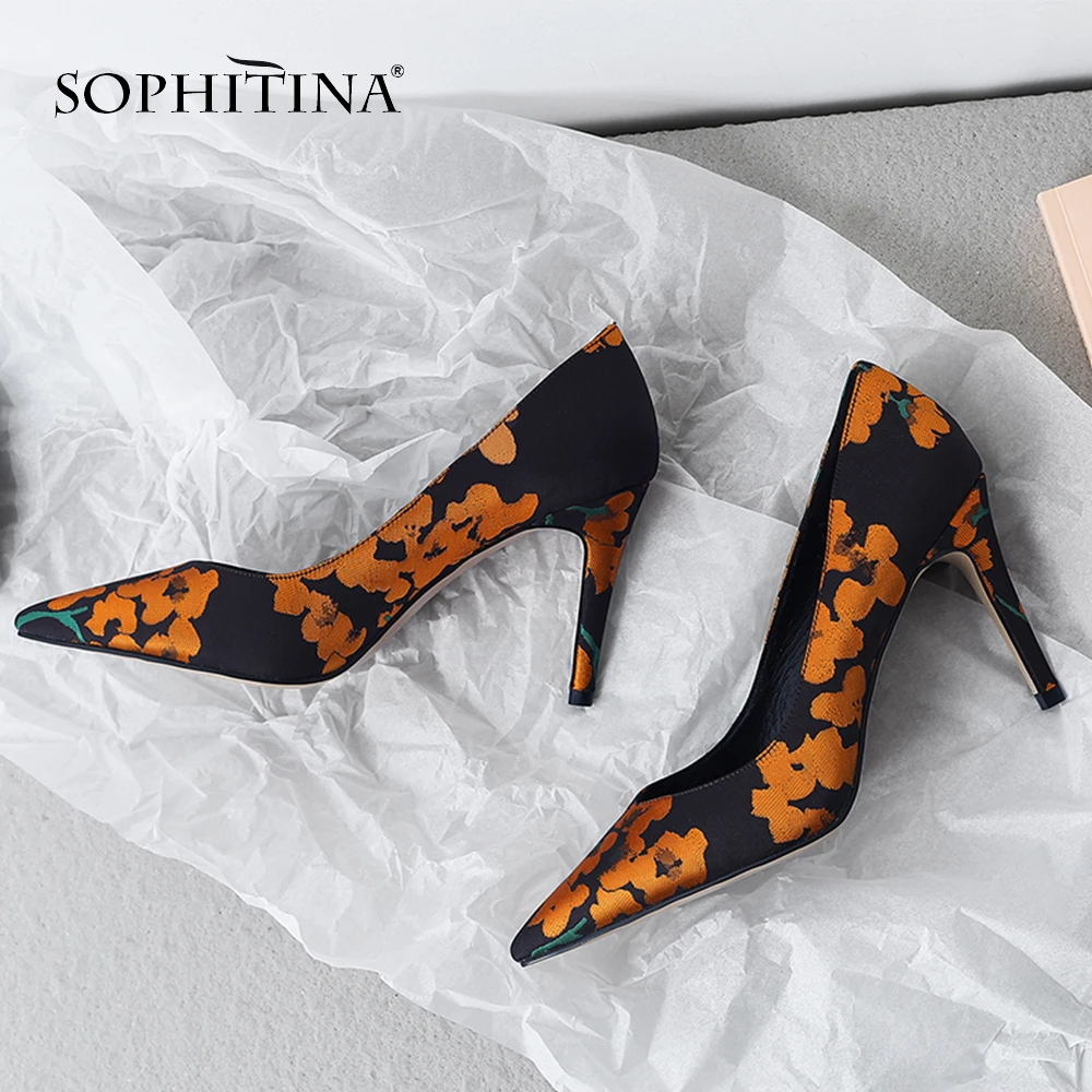 SOPHITINA/Новинка 2019 года классические элегантные туфли на высоком каблуке с острым