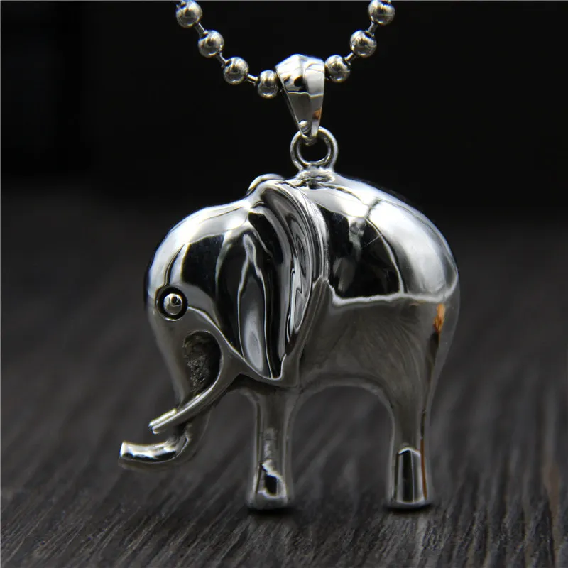 

New Arrival Real S925 Sterling Silver Women's Smooth Elephant Only Pendant 35x42mm