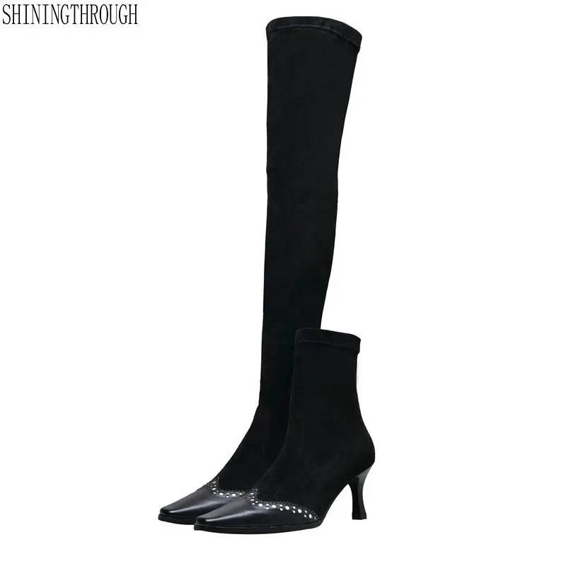 

Over The Knee High Boots For Women High Heeled Warm Autumn Winter Long Knight Boots Female Tight High Stretch Boots size 42 43