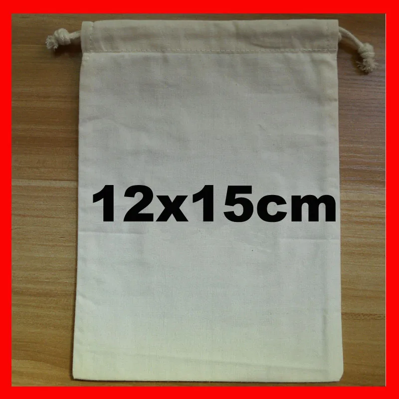 100 шт./лот) индивидуальная натуральная хлопковая сумка с вашим собственным логотипом - Цвет: 12x15cm