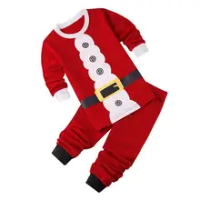 Рождественский красный хлопковый топ с Санта Клаусом и штаны для девочек, одежда для сна для мальчиков pijama infantil, Детская Пижама для девочек и мальчиков, enfant Fille, От 2 до 7 лет