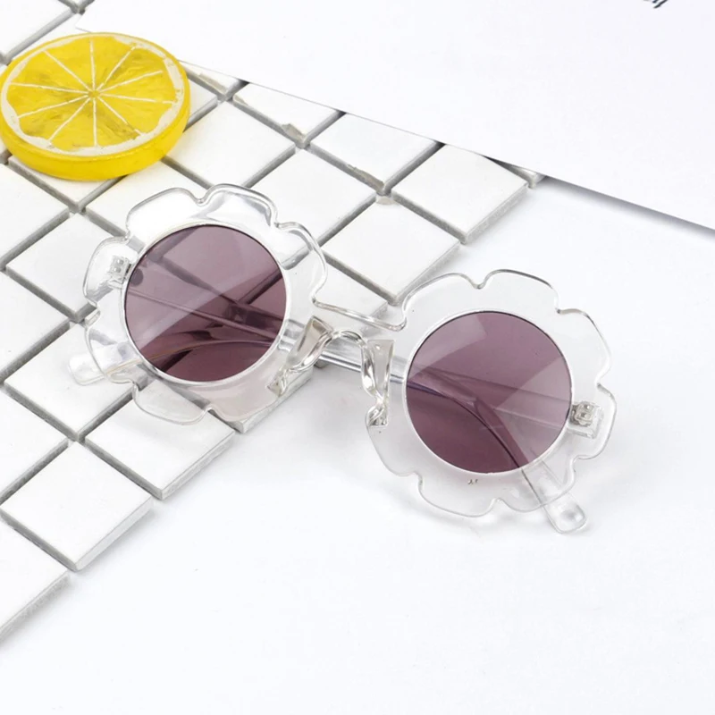Летние модные брендовые дизайнерские детские солнцезащитные очки с милым цветком, винтажные Круглые Солнцезащитные очки с линзами для девочек, крутые вечерние очки UV400 - Цвет линз: C5