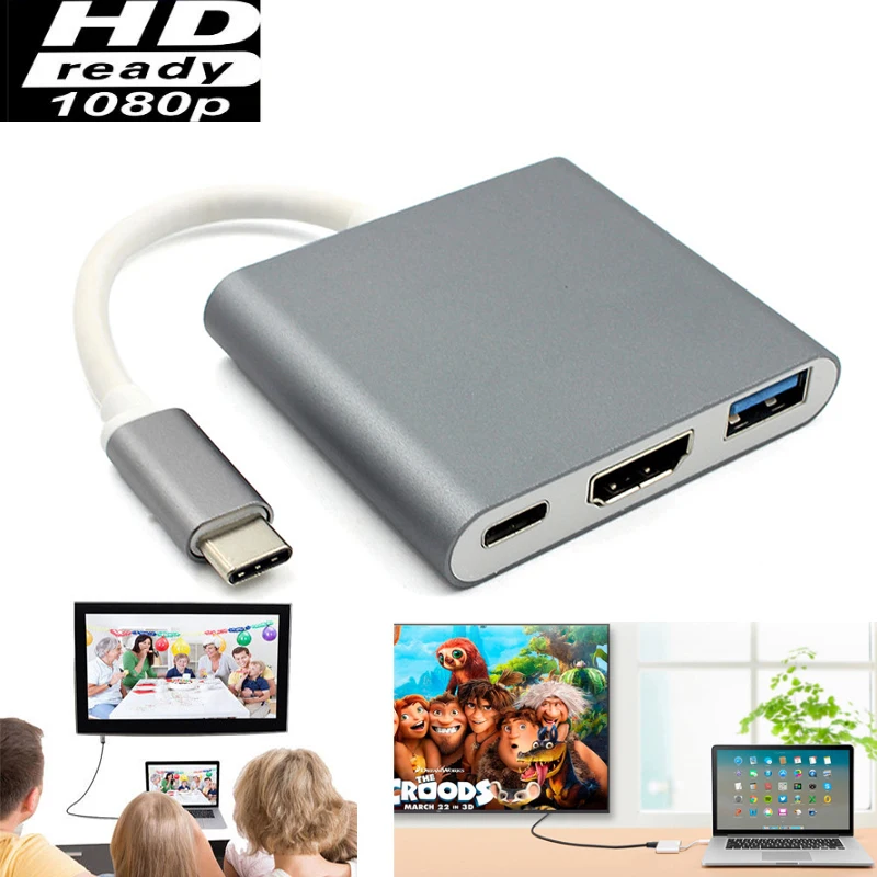 Тип C USB-C к HDMI 1080 p видео адаптер USB 3,0 для Macbook Google Chromebook Pixel samsung S8 S9 S10 к ТВ конвертер проектора