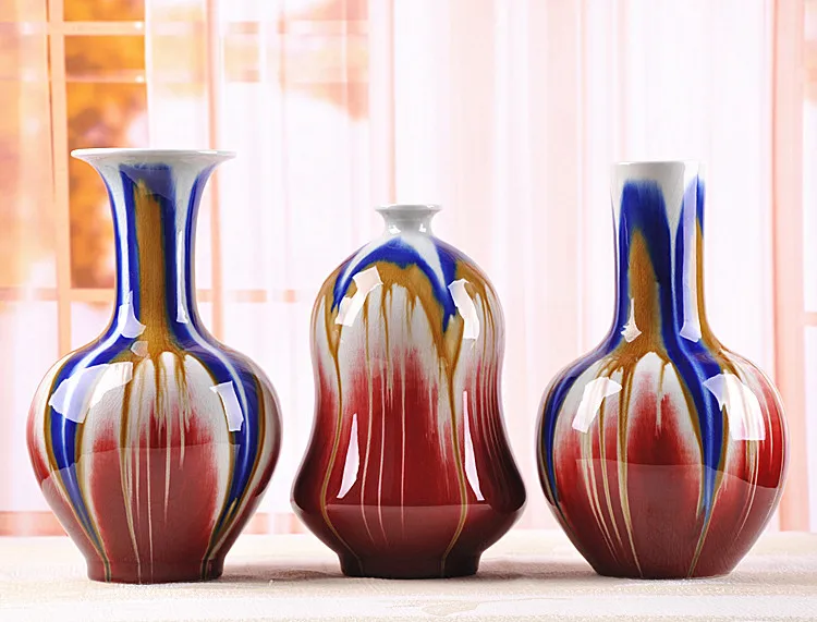 Набор керамических разноцветных ваз для цветов ручной работы Jing de zhen|vase set|flower