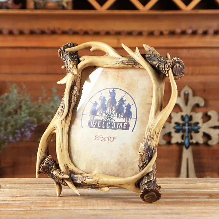 American Country Style Antlers Resin Photo Frames Creative Home Office