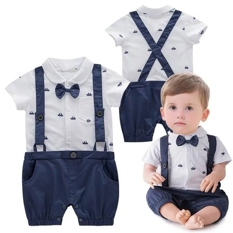 Синие детские комбинезоны; мягкие хлопковые комбинезоны высокого качества с моряком для новорожденных; цельнокроеный Костюм Джентльмена с галстуком; одежда для маленьких мальчиков