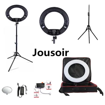 

Black FD-480II LED Ring lamp Kit 480 LED Warm & Cold Adjust Light Lamp + light standing (2M)+ Soft bag CD50