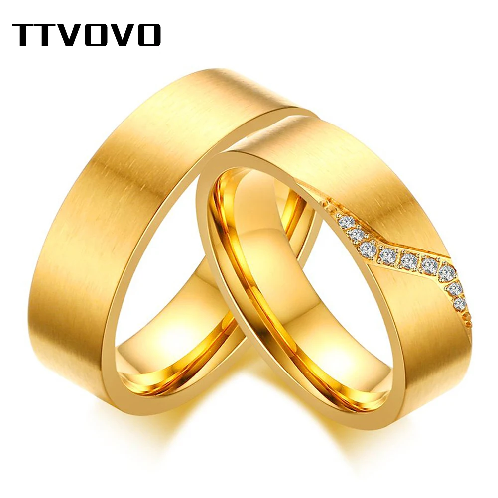 TTVOVO CZ камни обручальные кольца обещают стандартные золотистые