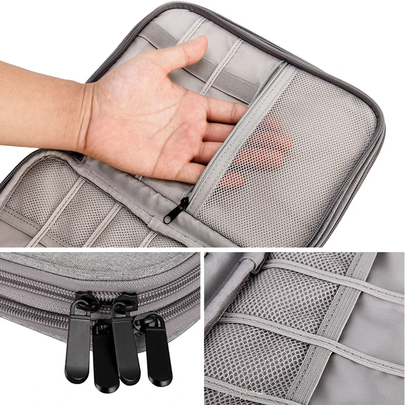 Double Layer Cable Organizer Bag Multifunction Travel Portable Bag Electronic Digital USB Cable Earphone Travel Kit Case Pouch