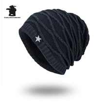 Новая мужская зимняя шапка Модные флисовые лыжные шапочки шапки теплые вязаные широкий берет-Боб шапки Мужские Gorros Invierno Cappelli AY6E67