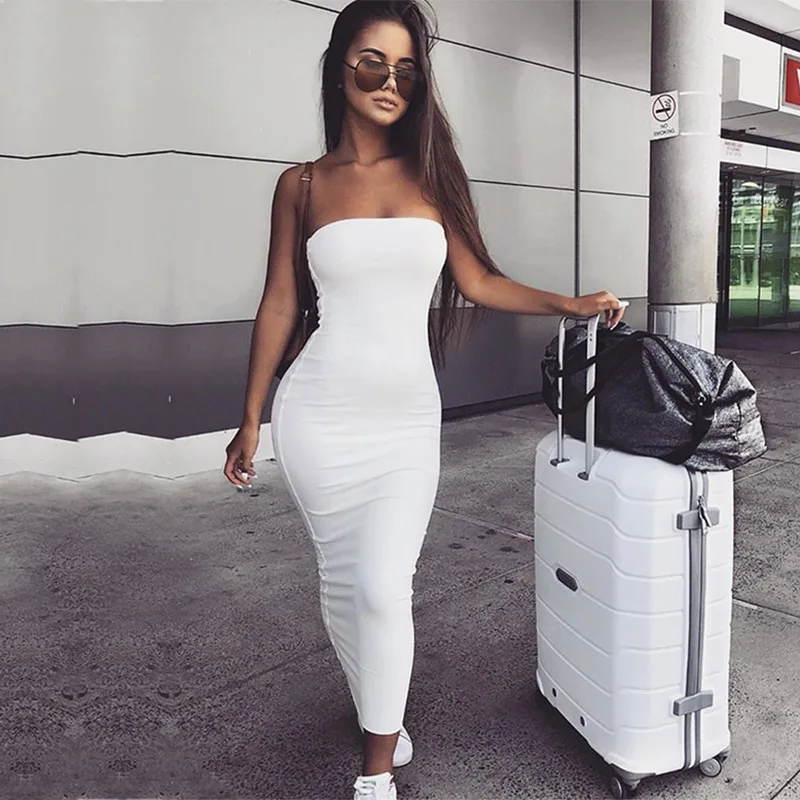 Fashion Sexy Club Summer Beach Style Dress Women Sleeveless White Dress Cotton Women's Clothing Dresses