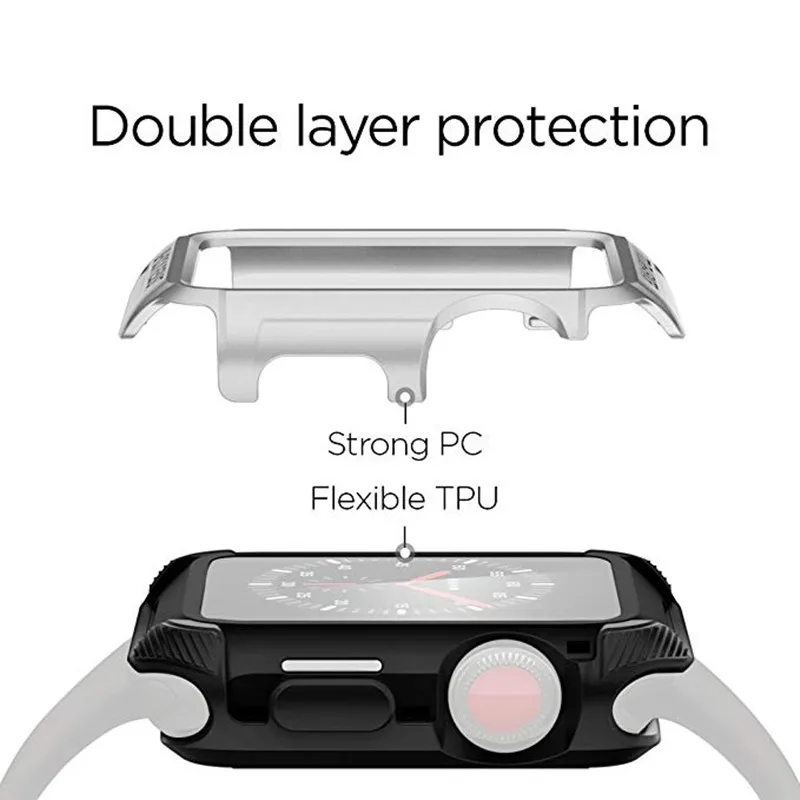 ASHEI аксессуары для часов чехол для Apple Watch Series 3 2 1 42 мм 38 мм Жесткая Броня Защита экрана для iWatch PC два в одном корпусе