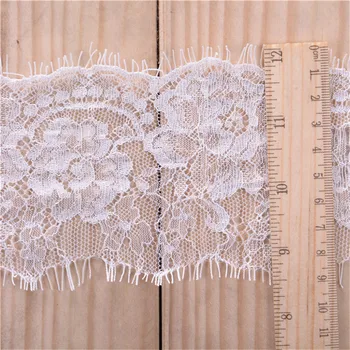 

New arrival 3M/ lot Eyelash Lace Fabric 9cm DIY Decorative High Quality Soft Off Nylon Eyelash Lace Trim Wedding Dress Fabric