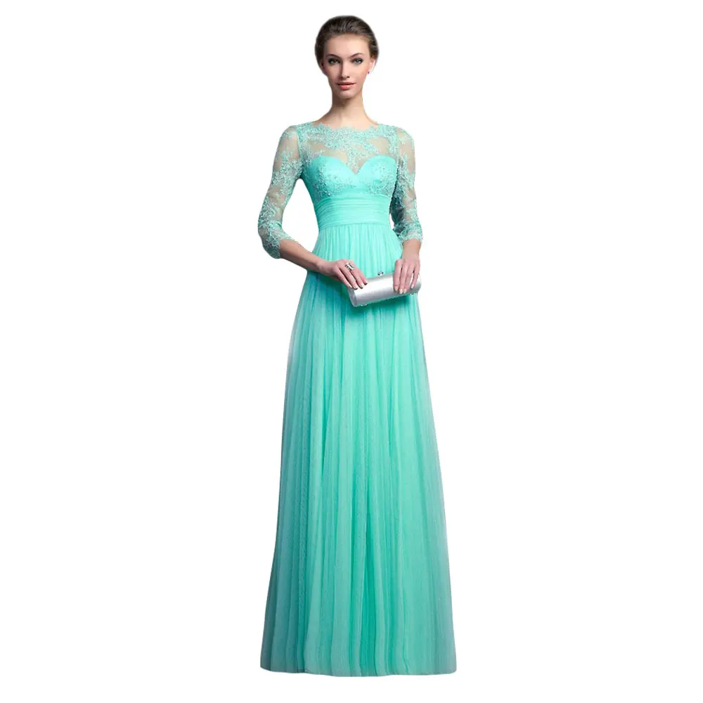 

2019 New Spring Summer Collection Solid Color Women's Empire Sexy Pleated Fashion Slim Long Sleeve Lace Perspective Dress