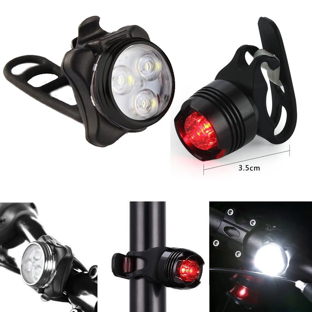 

Rechargeable LED Bike Light Bicycle Lamp Set Front Light Tail Light USB High Brightness Bicycle Front Flashlight