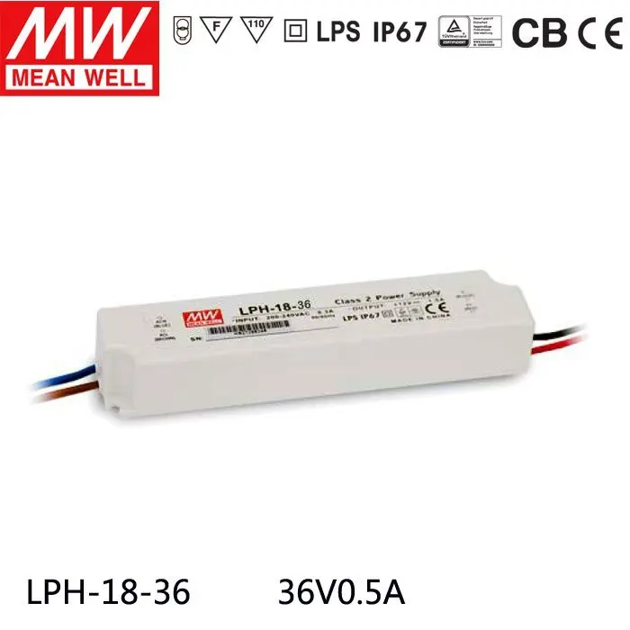 Значит lph-18-36 18 Вт 36 В 0.5a LED Водонепроницаемый драйвер, один Выход Импульсные блоки питания