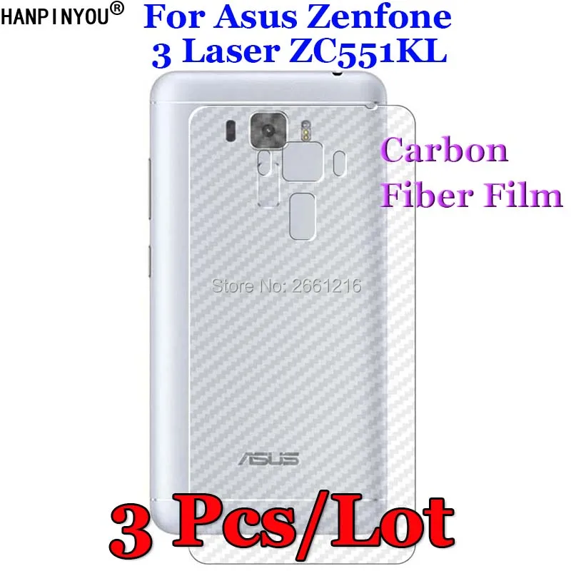 3 Pcs/Lot For Asus Zenfone Laser ZC551KL 5.5&quot 3D Non-slip Clear Carbon Fiber Back Film Screen Protector Protective Sticker | Мобильные