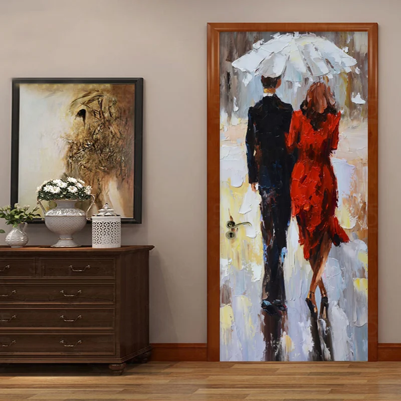 Европейский стиль, картина маслом, наклейка на стену двери, 3D Портретные обои для гостиной, кабинета, украшения для дома, паста, виниловые дверные фрески, 3D