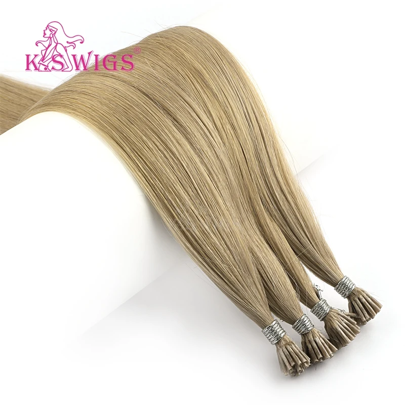 K.S WIGS Double Drawn I Tip Human Hair Extensions Straight Pre bonded Fusion Remy Hair 20'' 28'' 1g/s