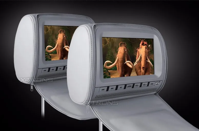 Perfect 2x9" Grey Headrest Car DVD Headrest Car Monitor with DVD USB SD FM Transmitter IR Transmitter (Black & Beige Optional) 3
