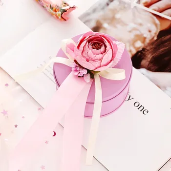 

20pcs wedding candy box European small fresh tinplate box round small pink free shipping