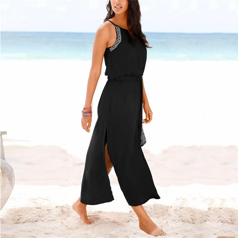 New Fashion Women Summer Sexy Boho Beach Solid Backless Long Maxi Loose Dress Elegant Lady Brief Casual Daily Party Dress #4R10  (4)