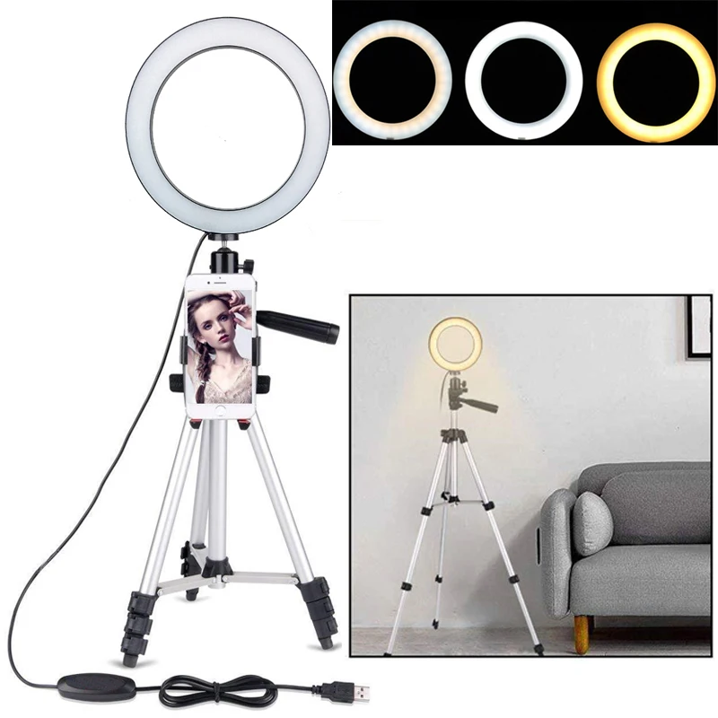 Фото для телефона 20 см LED Beauty Ring Light Photo Studi Dimmable Lamp + Штатив селфи/Live Show/Fill in