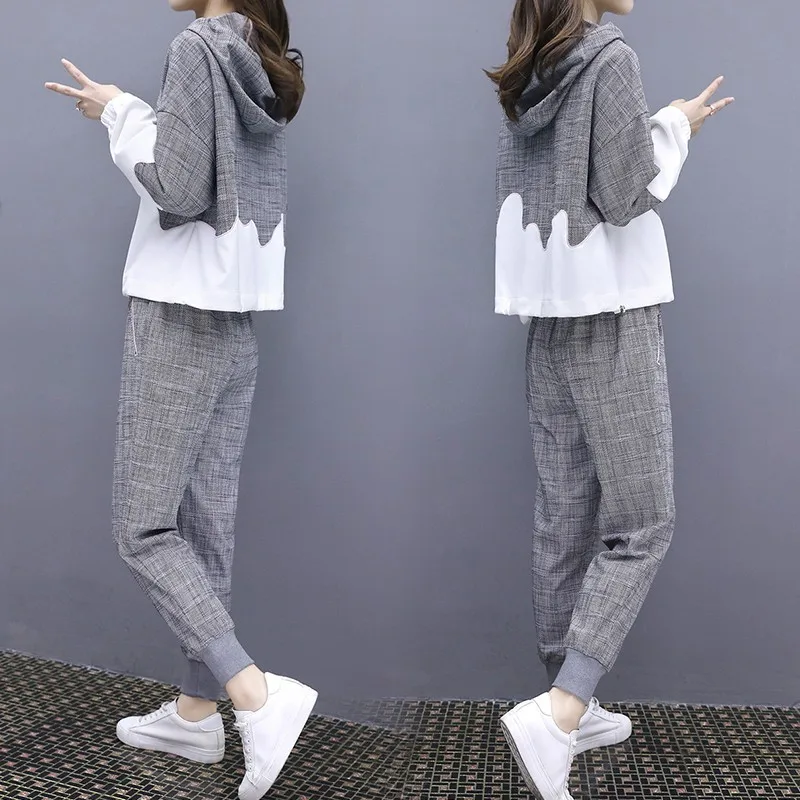 

Casual Two Piece Set Tracksuit Women Contrast Ensemble Femme Deux Pieces Stylish Year-old Female Costume Conjunto Feminino