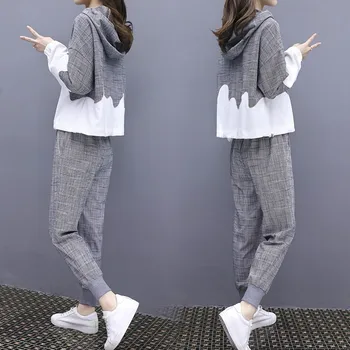 

Casual Two Piece Set Tracksuit Women Contrast Ensemble Femme Deux Pieces Stylish Year-old Female Costume Conjunto Feminino