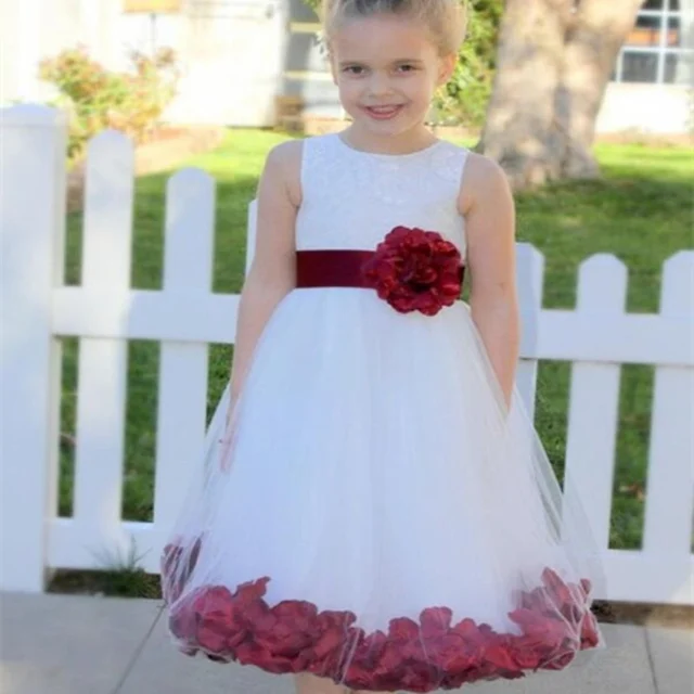 flower girl dresses with rose petals in them