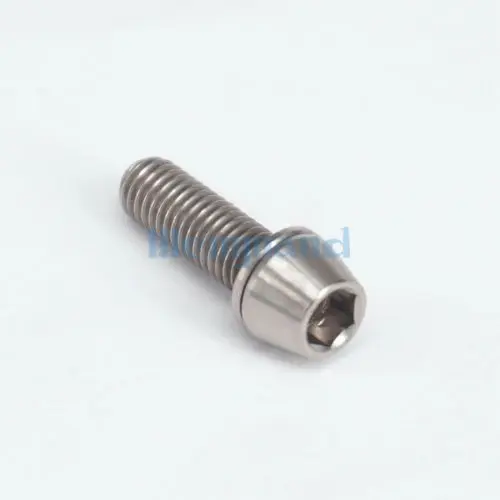 

LOT 4 M5 x 16mm Original Color TC4 GR5 Titanium Alloy Allen Hex Screw Taper Cone Head Bolts With Washer For Bicycle