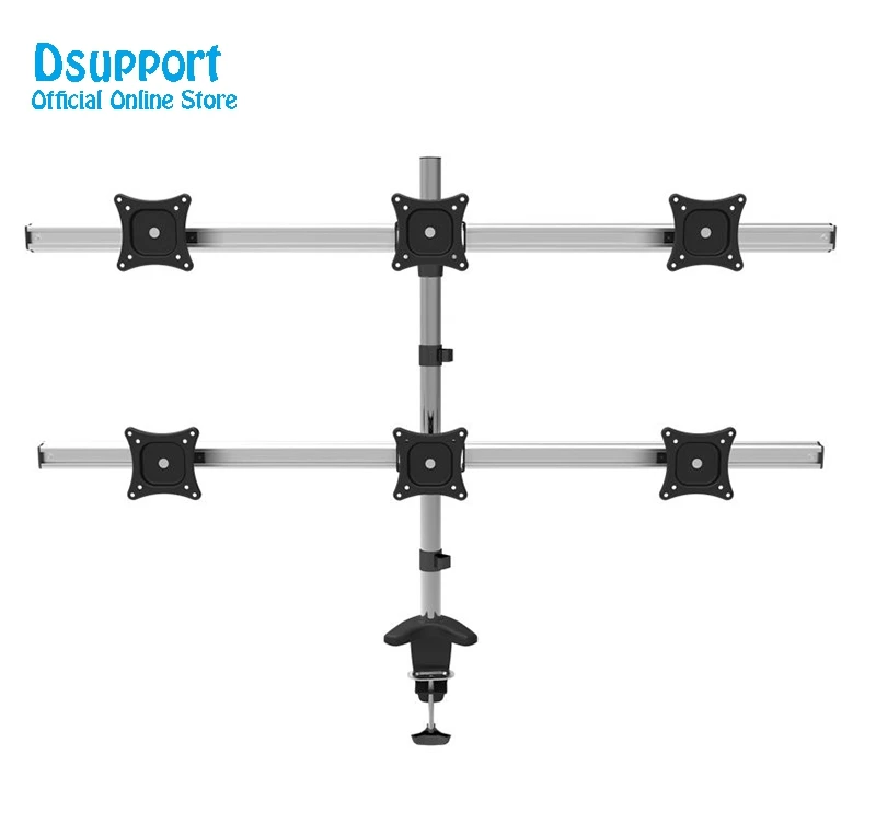 

Aluminum Alloy Full Motion Rotating 6Screen 15"-27" LCD LED Monitor Holder Desktop Clamping Mount Flexible Display Bracket Stand