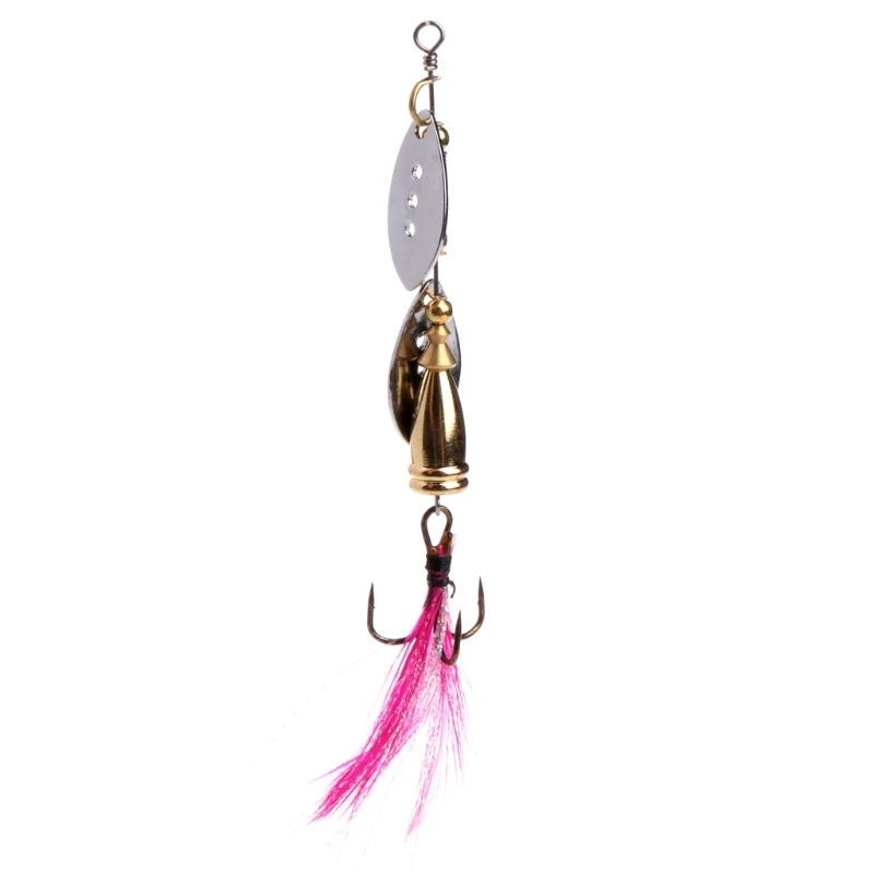 

Metal Fishing Lure Sequins Spinner Spoon Baits Feather Fishhook Tackle 8.7cm 9g