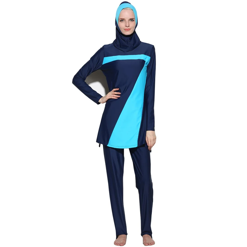 

Women Modest Burkinis Islamic Swimsuit 3 Pieces Plus Size Sport Clothing Muslim Swimwear Full Cover Long-sleeved Hijab