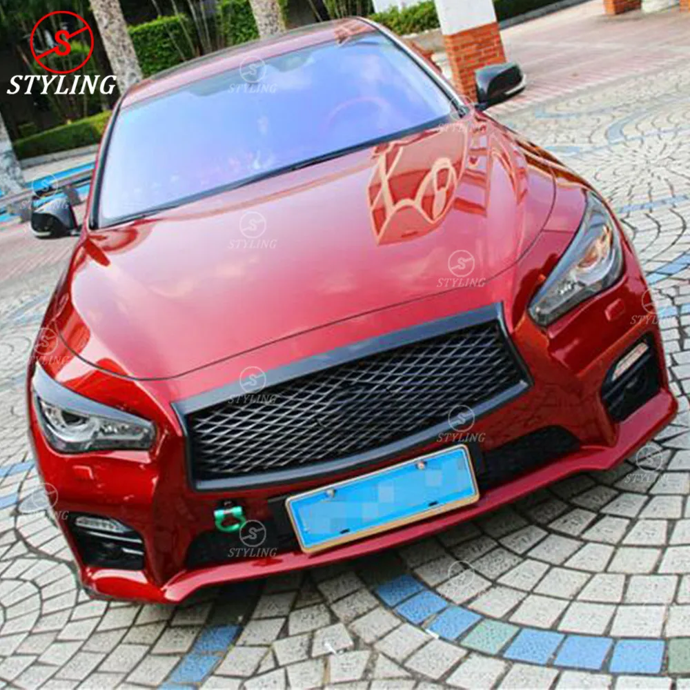 Q50 Передняя решетка Накладка для Infiniti Q50S углеродная Передняя Решетка переднего бампера губы добавить на стиль