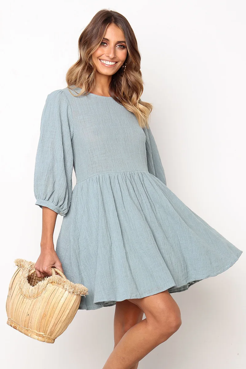 Длинные рукава с О образным вырезом свободное женское платье vestidos Vestido для