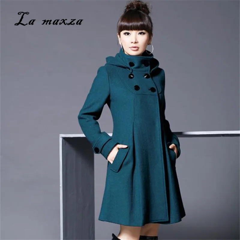 Hiver Manteaux La Coréenne Femmes À Style Taille Manteau 2018 Long Plus Mode Vêtements Dames De Capuchon Laine Femme Sqx56CdvSw