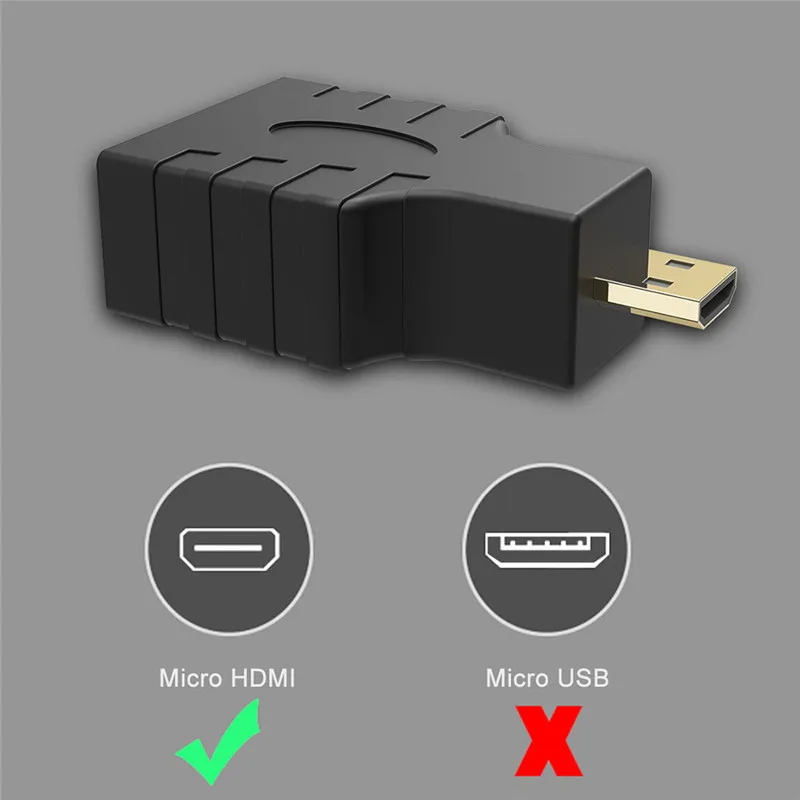 Robotsky Micro HDMI Мужской к HDMI Женский адаптер 1080P микро HDMI конвертер позолоченный для ТВ ноутбука планшета проектора