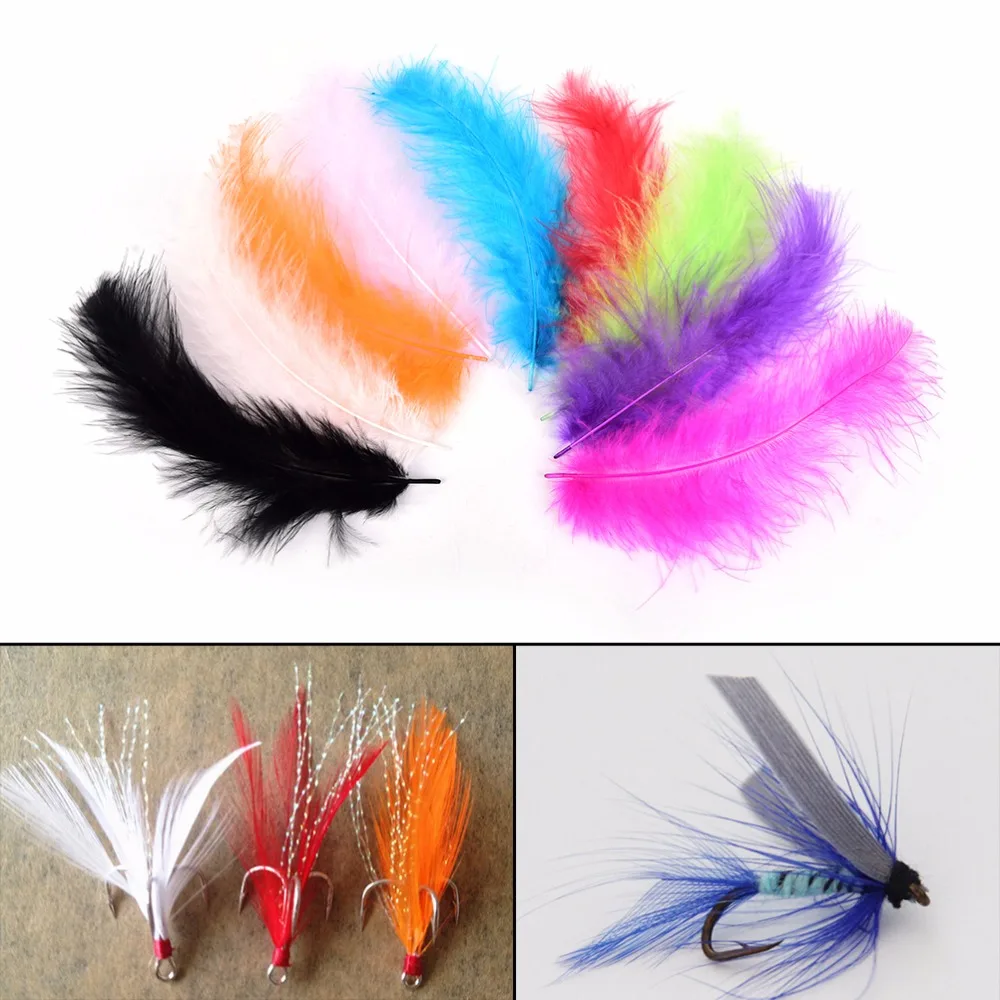 100 Pcs 10 15cm Multi Color Turkey Marabou Bugger Feather For Fly Tying Material Lure Bait