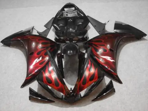 

Motorcycle Fairing kit for YAMAHA YZFR1 09 10 11 YZF R1 2009 2010 2011 YZF1000 ABS Red flames black Fairings set+7gifts YW10