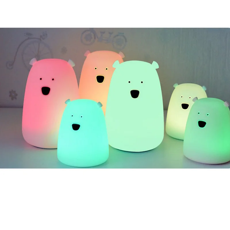 

Bedroom Light Colorful Beer Night Light Silicone Light Bear Shape LED Light Touch Sensor Color Changing 2 Modes Night Lamp