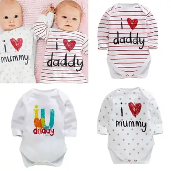 

Love Dad Mom Newborn Baby Boy Girl Twins Long Sleeve Romper autumn winter Clothes Letter Print Valentine 2019 3M 6M 9M 12M