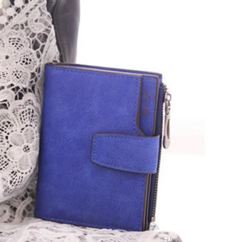 Xiniu, женский кошелек, Одноцветный, мини, мелкий, магический двойной, кожаный кошелек, держатель для карт, клатч, Женская сумочка, Bolsa#2415 - Цвет: Blue