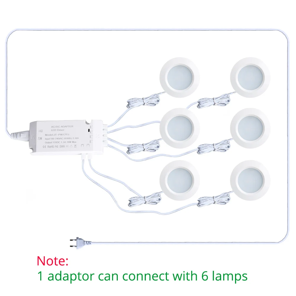 GO OCEAN Под светильниками в шкафу Светодиодная ночная лампа Dimmable 12V 3W Круглый свет