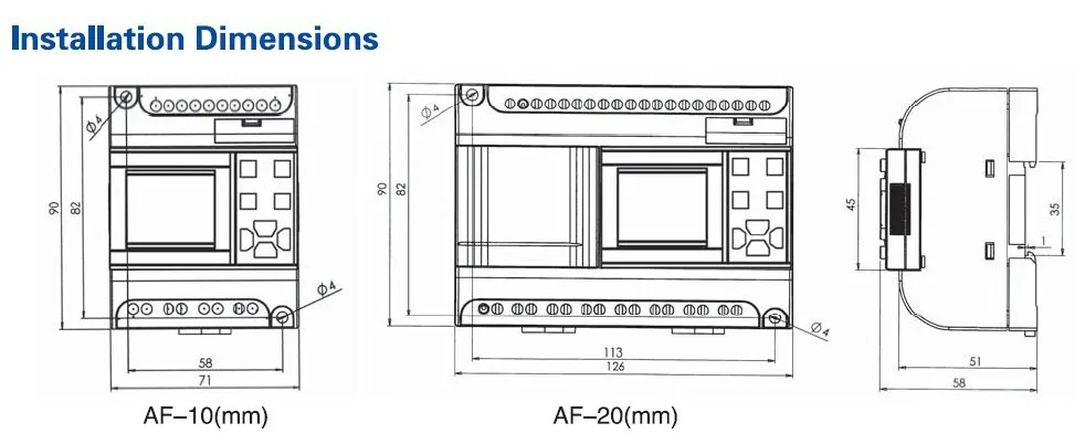 Мини PLC AF-20MR-D2 с HMI, 12-24VDC, 12 точек DC вход 8 точек(с аналоговым входом) релейный выход