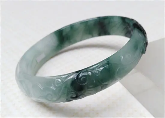 

Hot sell ->@@ New Vintage Chinese Hand-carved Natural Cold Dark Green Jadeite Bracelet 56.4mm NEW -Top quality free shipping