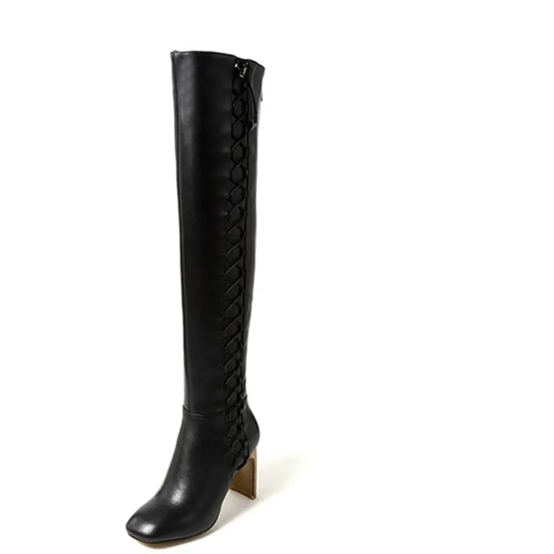 

LOVEXSS Woman Autumn Winter Zippe Ankle Boots Fashion Plus Size 34 39 Martin Boots Black High Heeled Shoes 2018
